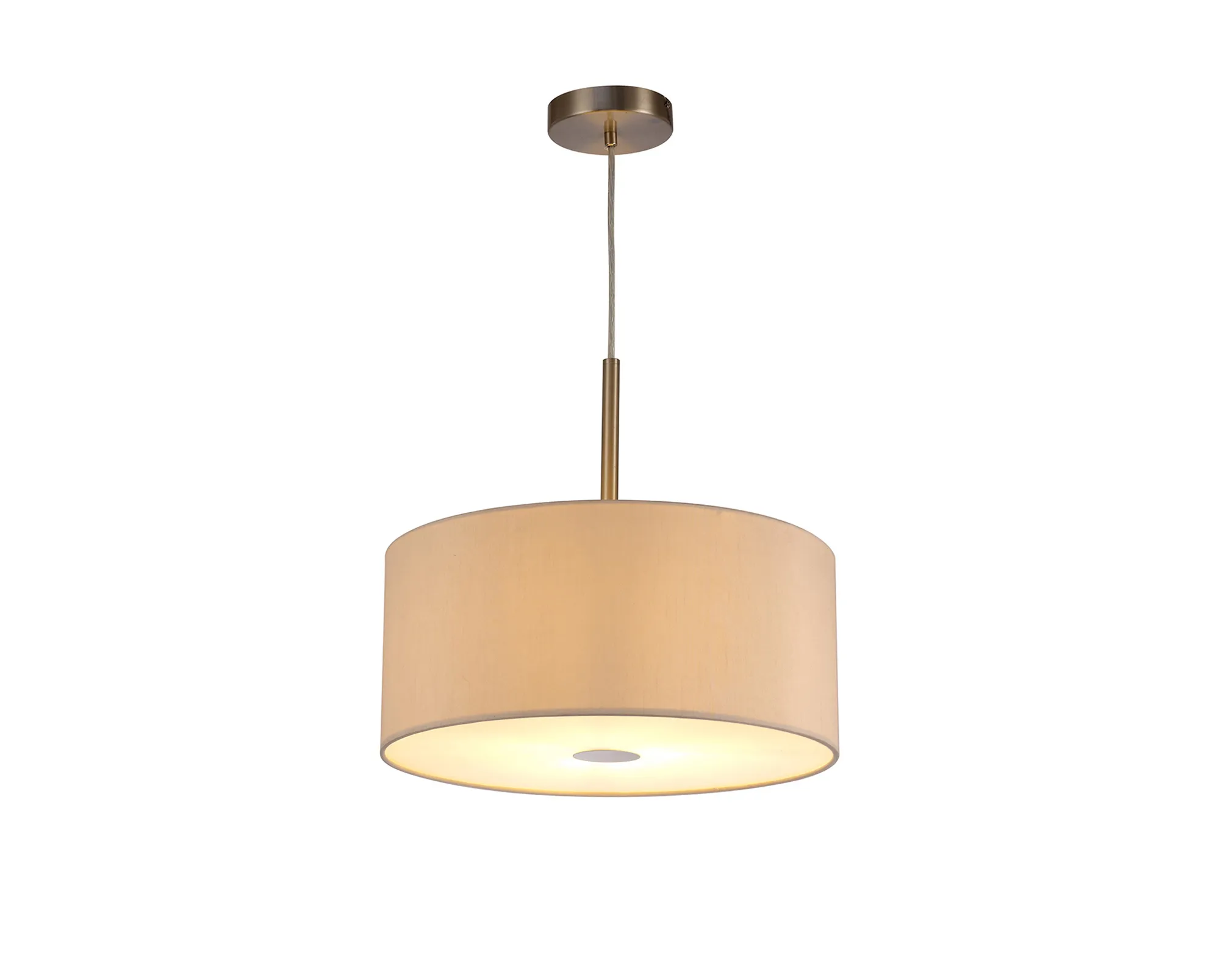 Baymont 40cm Pendant 1 Light Satin Nickel, Nude Beige/Moonlight, Frosted Diffuser DK0296  Deco Baymont SN NU